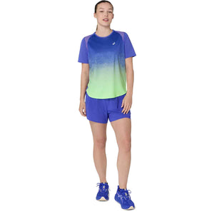 Asics Road Fade SS Top Cobalt Burst Illuminate Green חולצת ריצה אסיקס לנשים