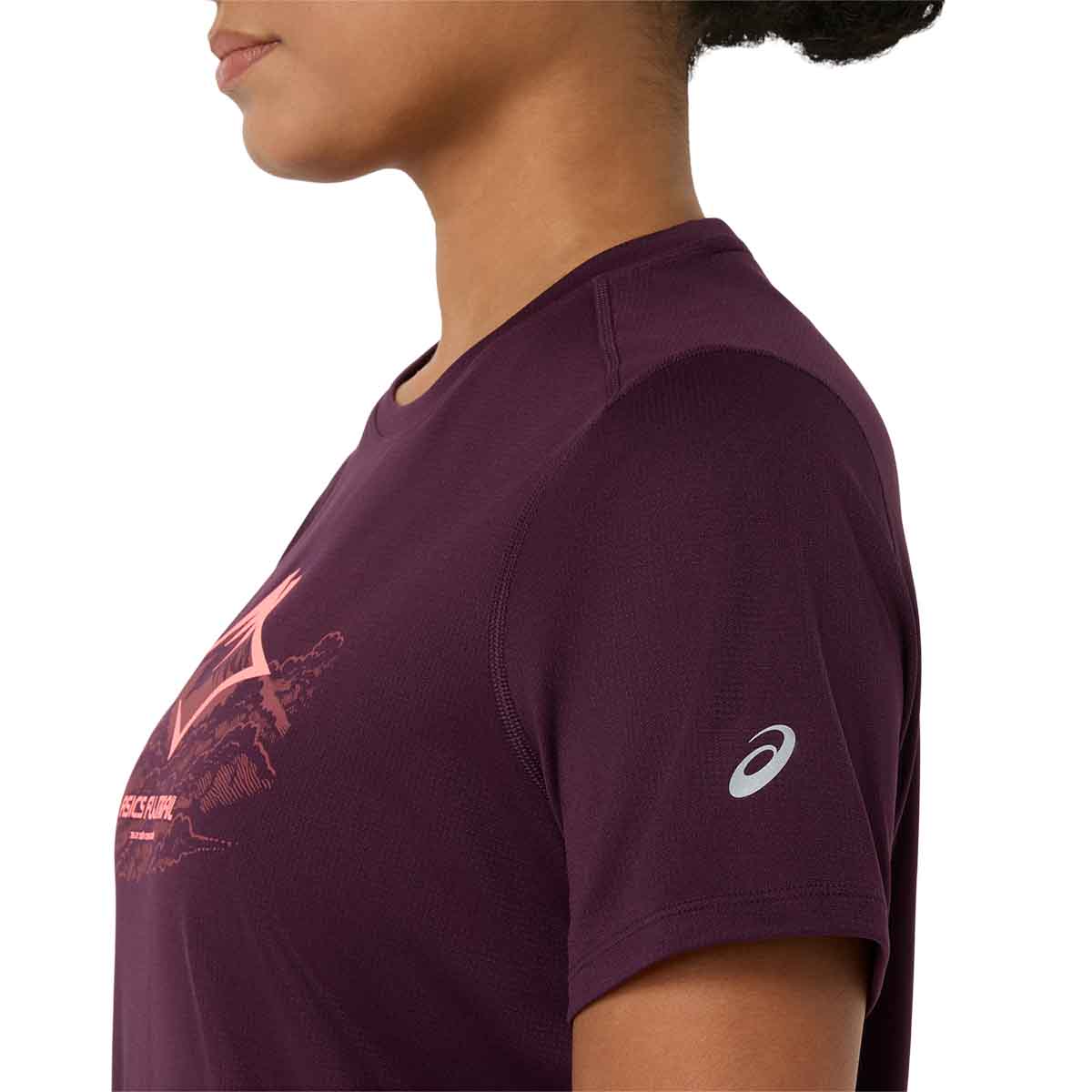 Asics Fujitrail Logo SS Top Women Dark Aubergine חולצת ריצה לנשים