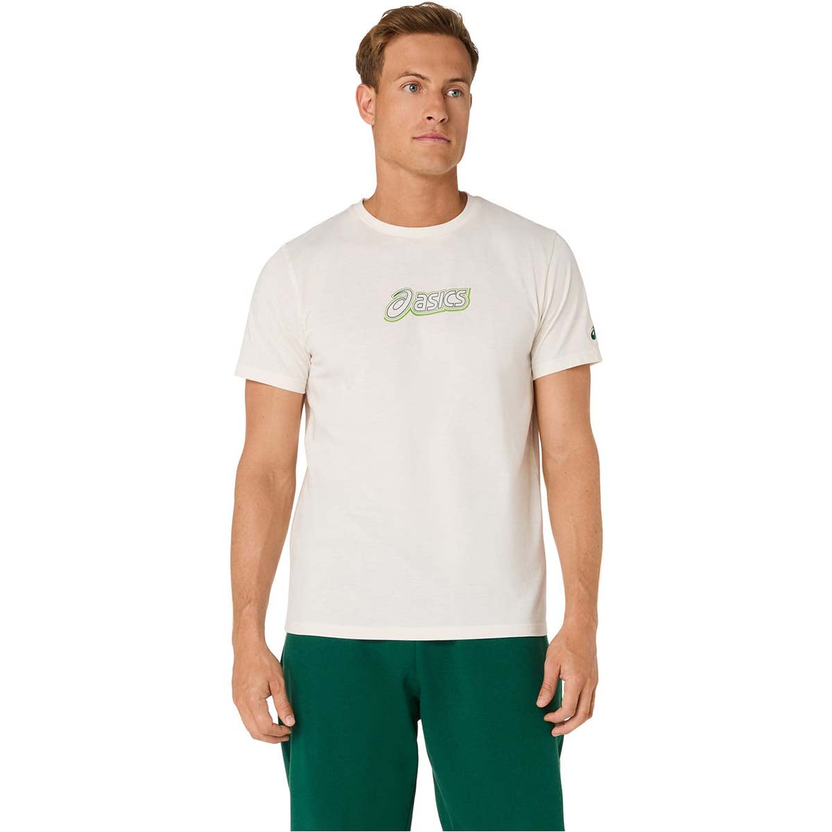 Asics Logo Graphic Tee Men Cream חולצת אסיקס גברים