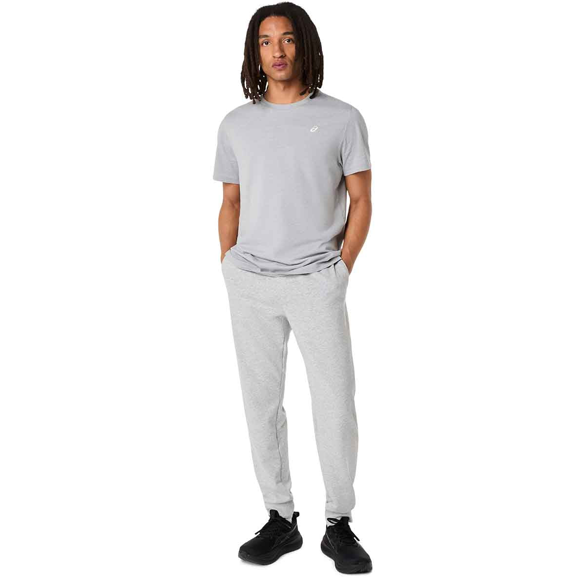 Asics Spiral Embroidery Tee Men Grey Heather חולצת אסיקס לגברים