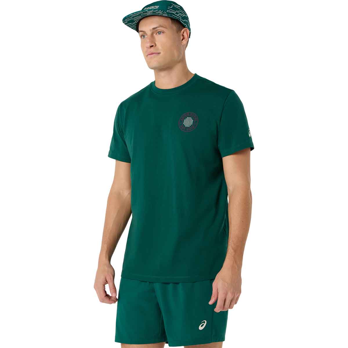 Asics Padel Court Graphic SS Top Men Jewel Green חולצת אסיקס פאדל לגברים