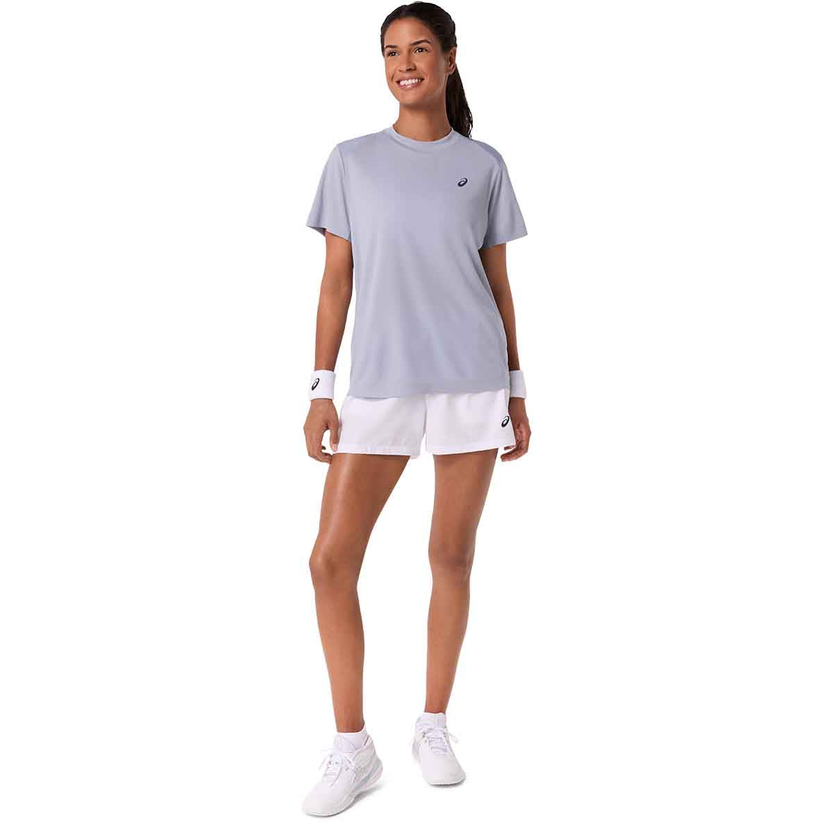 Asics Court SS Top Women Grey Blue חולצת טניס לנשים