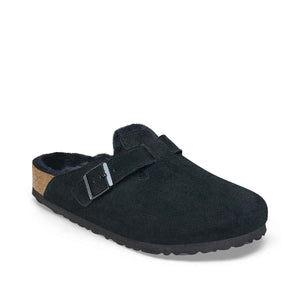 Birkenstock Boston Fur Black כפכפי בירקנשטוק בוסטון פרווה לנשים