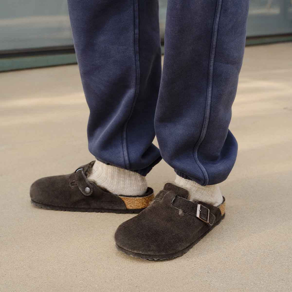 Birkenstock Boston Shearling Fell Mocca כפכפי בירקנשטוק בוסטון פרווה לנשים