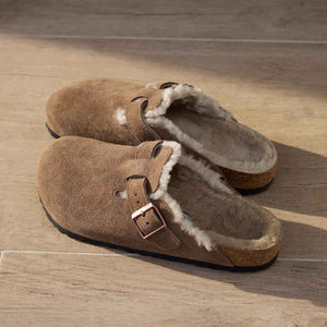 Birkenstock Boston Shearling Dark Tea כפכפי בירקנשטוק בוסטון לנשים