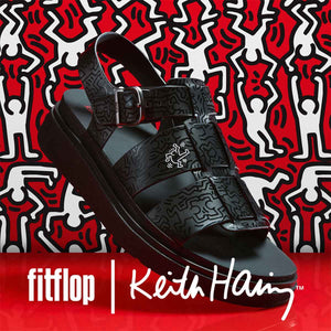 Fit Flop X Keith Haring Gen-FF Fisherman Sandals Black סנדלי פיטפלופ לנשים