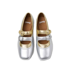 Camper Casi Myra Silver Gold Leather Ballerinas for Women נעלי בלרינה קמפר לנשים