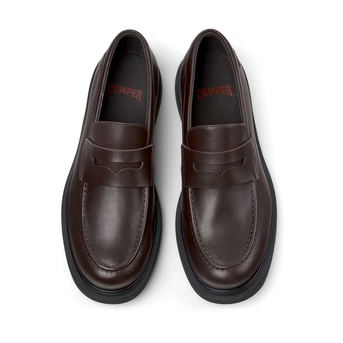 Camper Norman Brown Leather Shoes for Men נעלי מוקסין קמפר לגברים