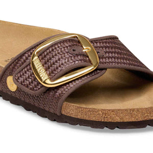 Birkenstock Madrid Big Buckle Raffia Carafe כפכפי בירקנשטוק מדריד אבזם חום לנשים