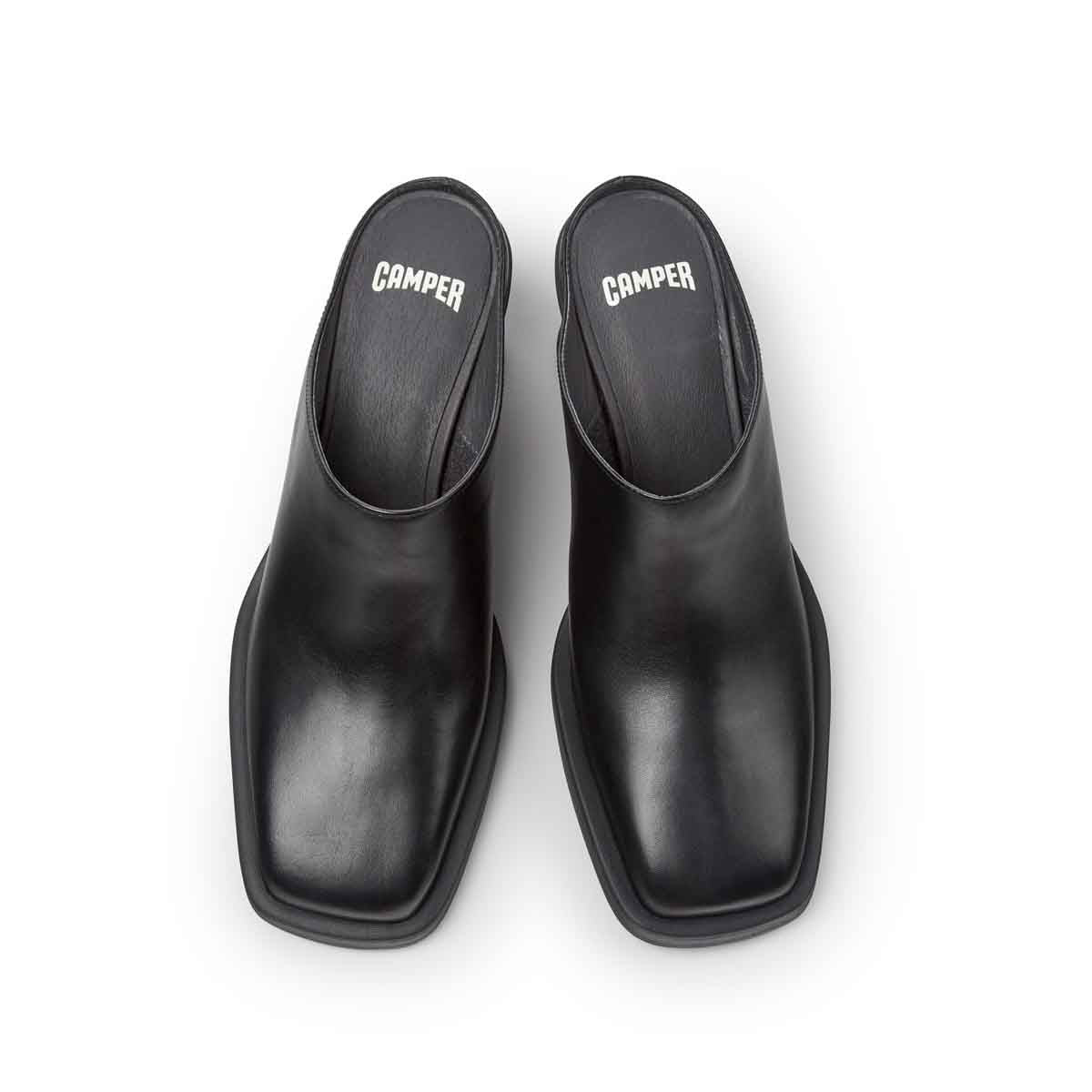 Camper Louise Black Leather Semi-Open Shoes for Women נעלי עקב קמפר לואיס לנשים