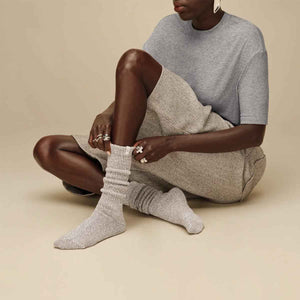 UGG Tyla Slouchy Crew II Grey Heather גרביים לנשים אפור
