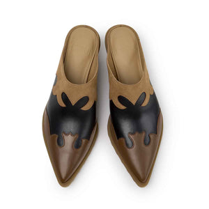 Camper Anita Brown Leather and Nubuck Semi-Open Shoes for Women נעלי קמפר לנשים