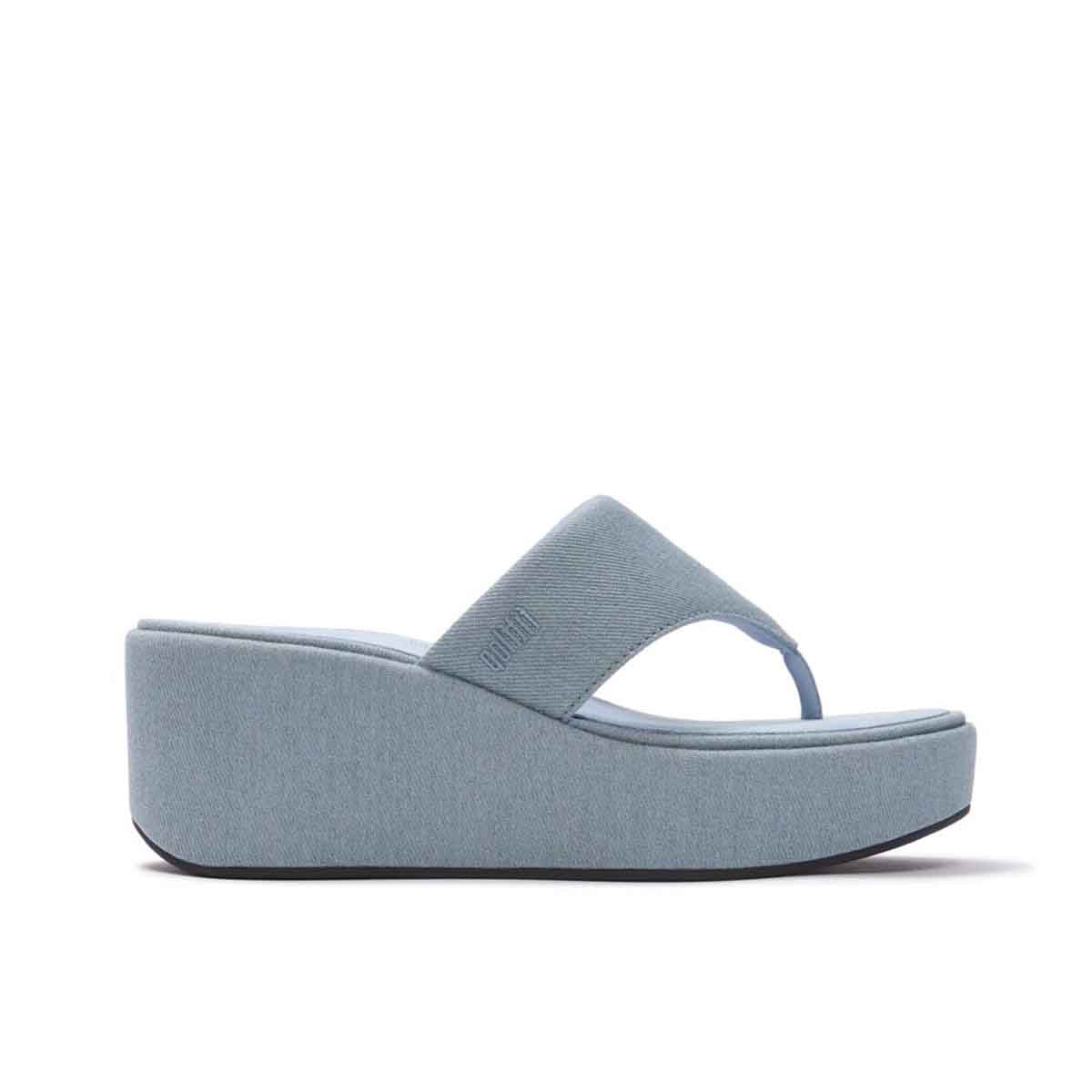 Fit Flop Platfformss Wedge Toe Post Light Denim סנדלי פיטפלופ לנשים
