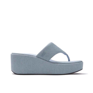 Fit Flop Platfformss Wedge Toe Post Light Denim סנדלי פיטפלופ לנשים