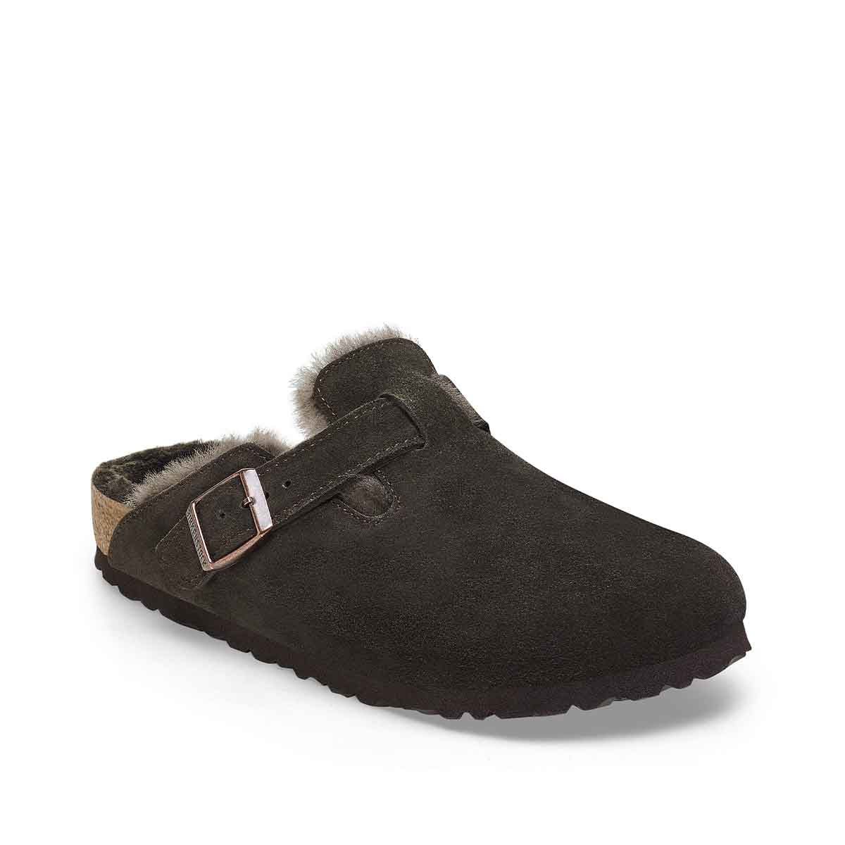 Birkenstock Boston Shearling Fell Mocca כפכפי בירקנשטוק בוסטון פרווה לנשים
