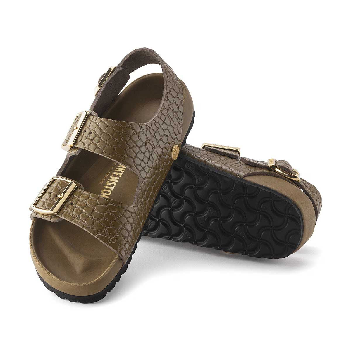 Birkenstock Milano Rivet Logo Emboss mud green סנדלי בירקנשטוק מילאנו לנשים