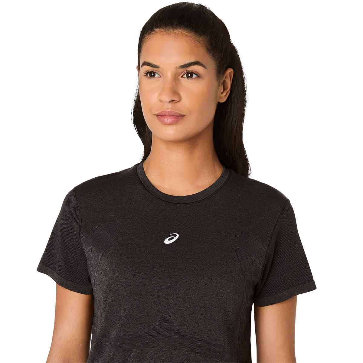 Asics Road Seamless SS Top Women Black Graphite Grey חולצת ריצה לנשים