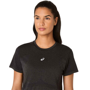 Asics Road Seamless SS Top Women Black Graphite Grey חולצת ריצה לנשים
