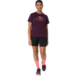 Asics Fujitrail Logo SS Top Women Dark Aubergine חולצת ריצה לנשים