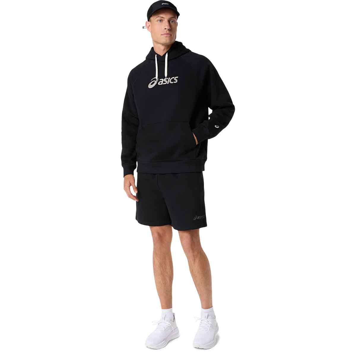 Asics Logo Fleece Hoodie Men Performance Black ג'קט אסיקס לגברים