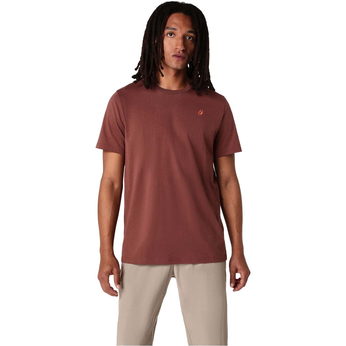 Asics Spiral Embroidery Tee Men Rusted Rock חולצת אסיקס לגברים