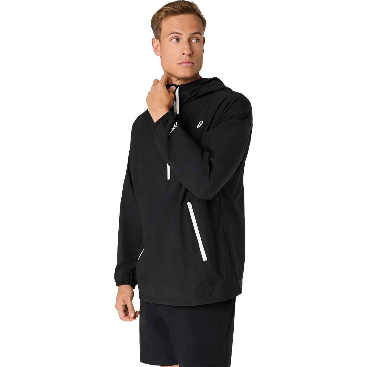 Asics Heritage Double Weave Relaxed Anorak Unisex Performance Black Cream ג'קט אסיקס יוניסקס