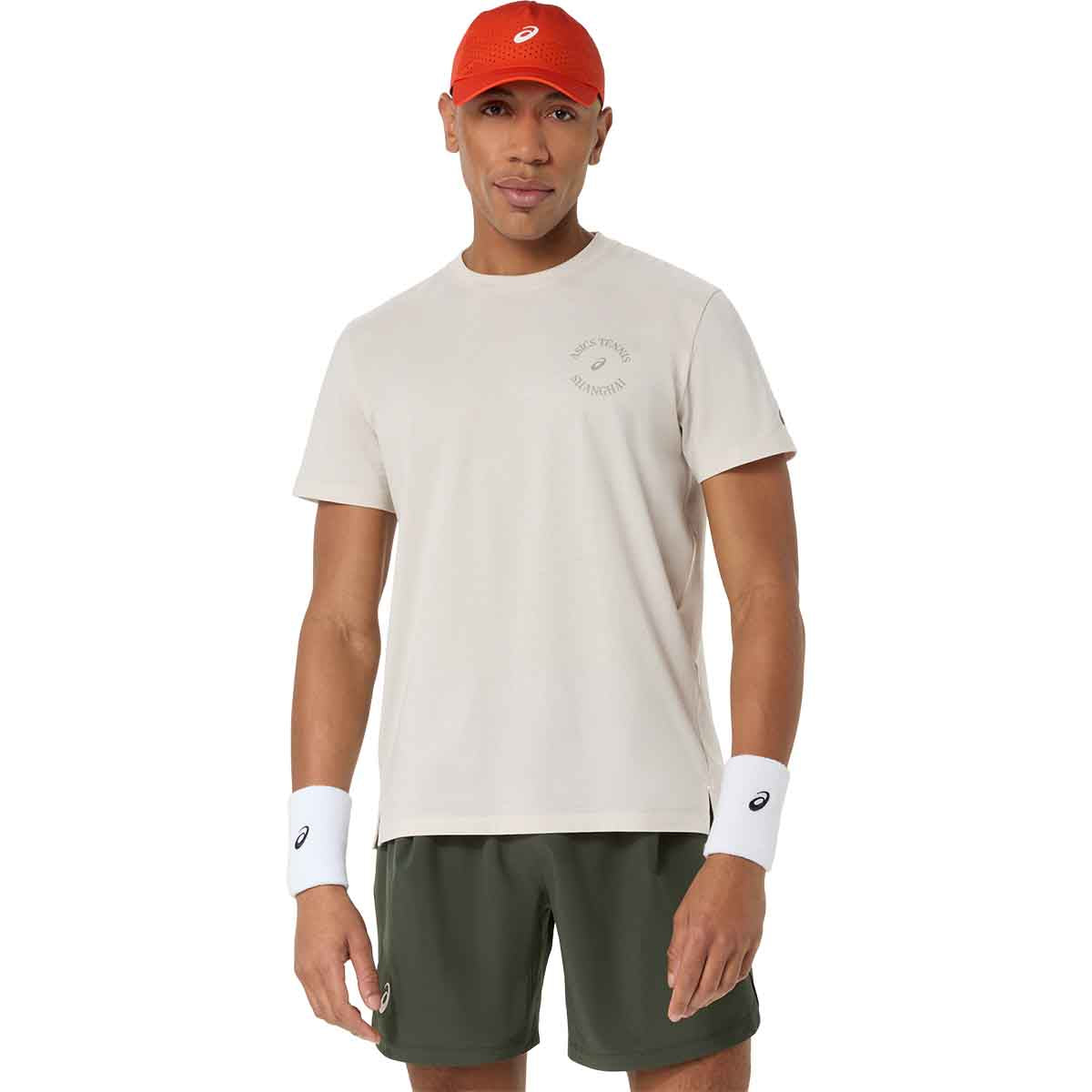 Asics Game Seasonal Graphic Tee Men Soft Oat חולצת טניס לגברים