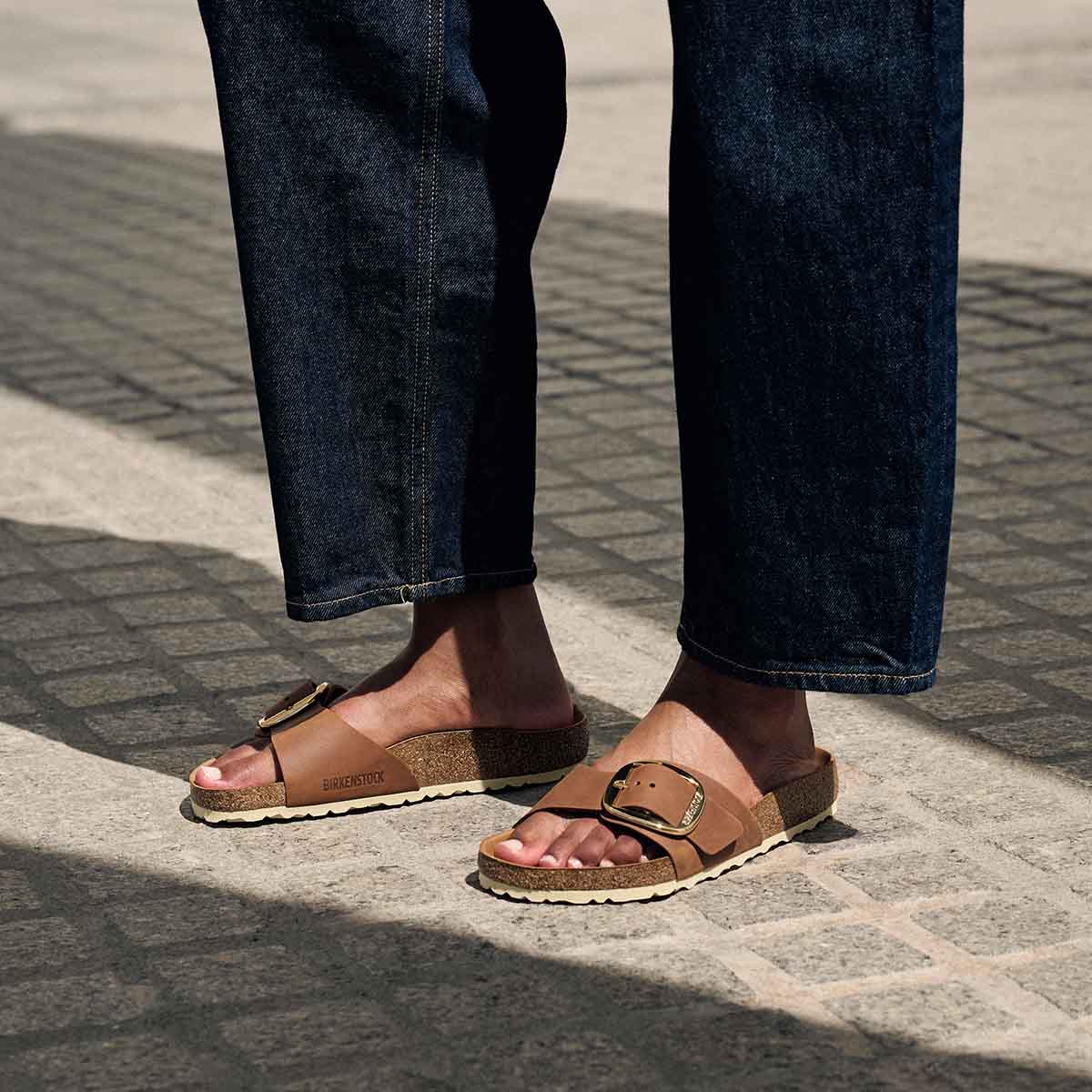 Birkenstock Madrid Big Buckel Leather Cognac כפכפי בירקנשטוק מדריד לנשים