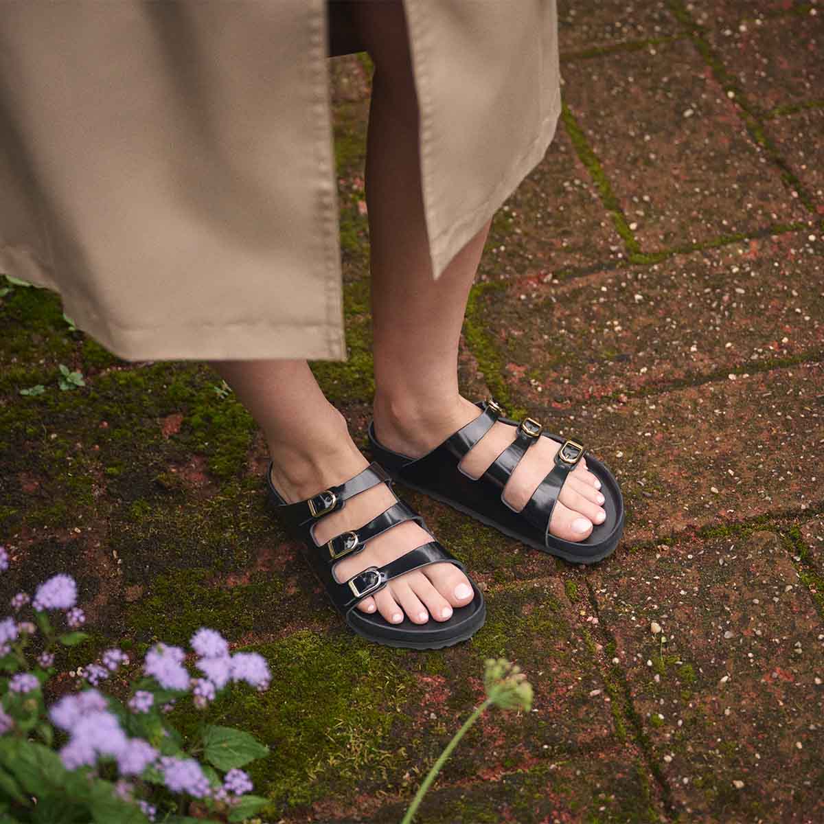 Birkenstock Florida Fresh High-Shine Black כפכפי בירקנשטוק לנשים