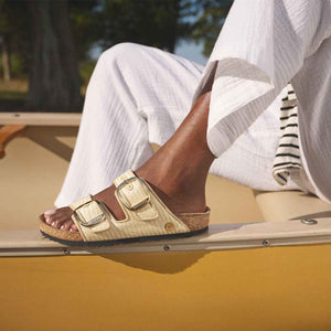 Birkenstock Arizona Big Buckle Raffia Naturale כפכפי בירקנשטוק אריזונה אבזם לנשים
