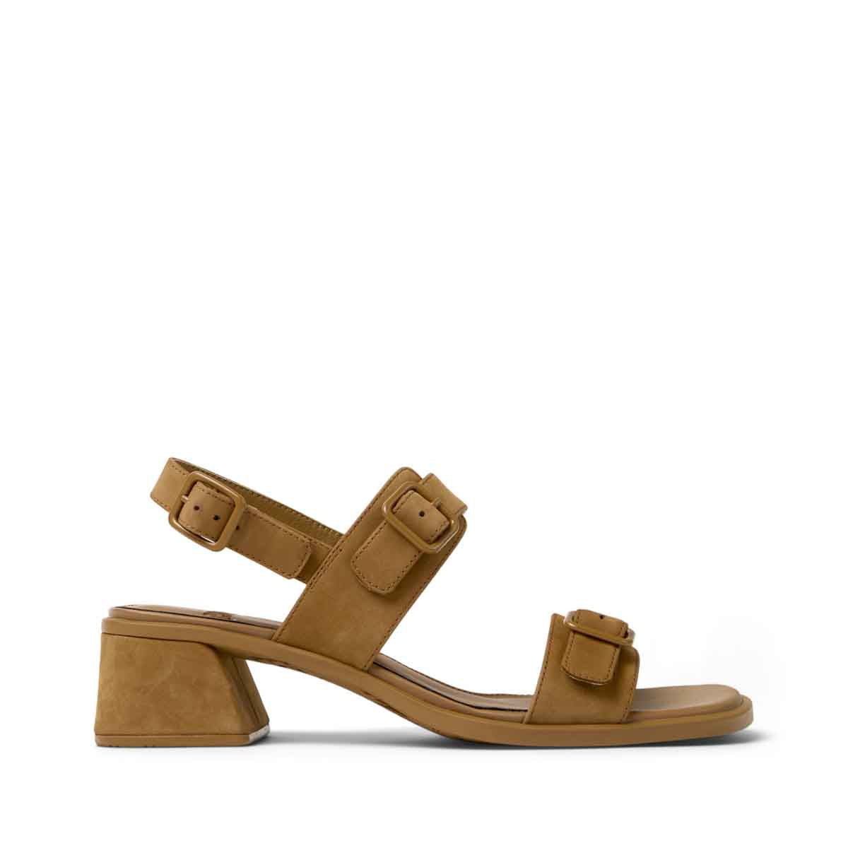 Camper Kora Sandal Brown Nubuck Leather Sandals for Women נעלי עקב קמפר לנשים