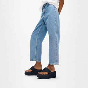Fit Flop Platfformss Wedge Toe Post Denim Dark Denim סנדלי פיטפלופ לנשים כחול
