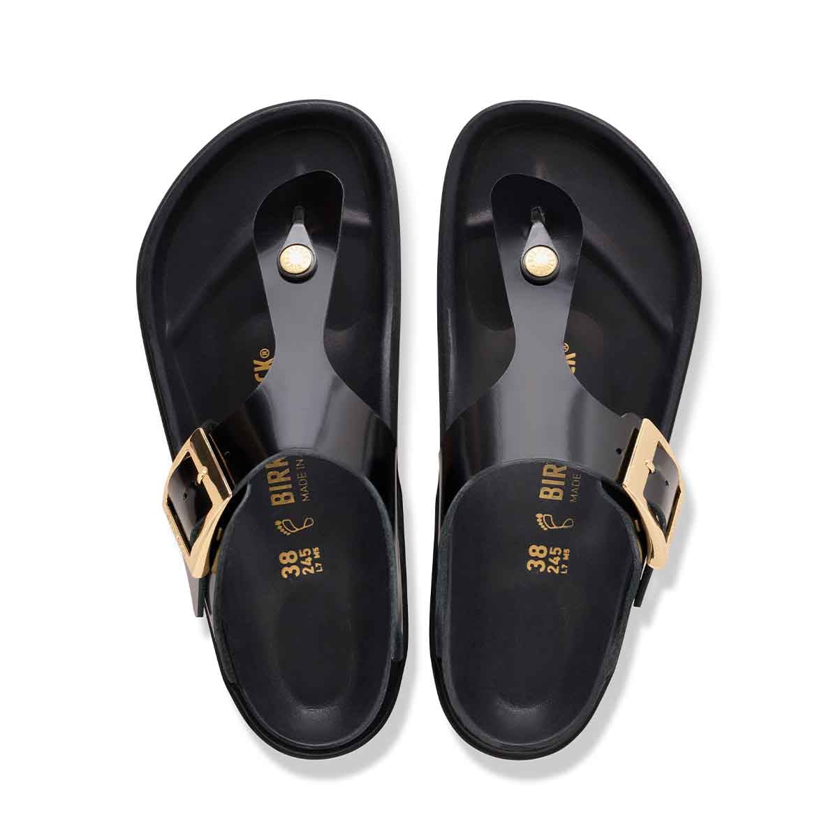 Birkenstock Gizeh Droplet Buckle High Shine Black כפכפי בירקנשטוק גיזה לנשים