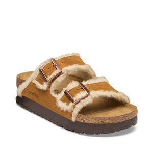 Birkenstock Arizona Teddy Edge Flex Plat. Mink כפכפי בירקנשטוק אריזונה פרווה חום