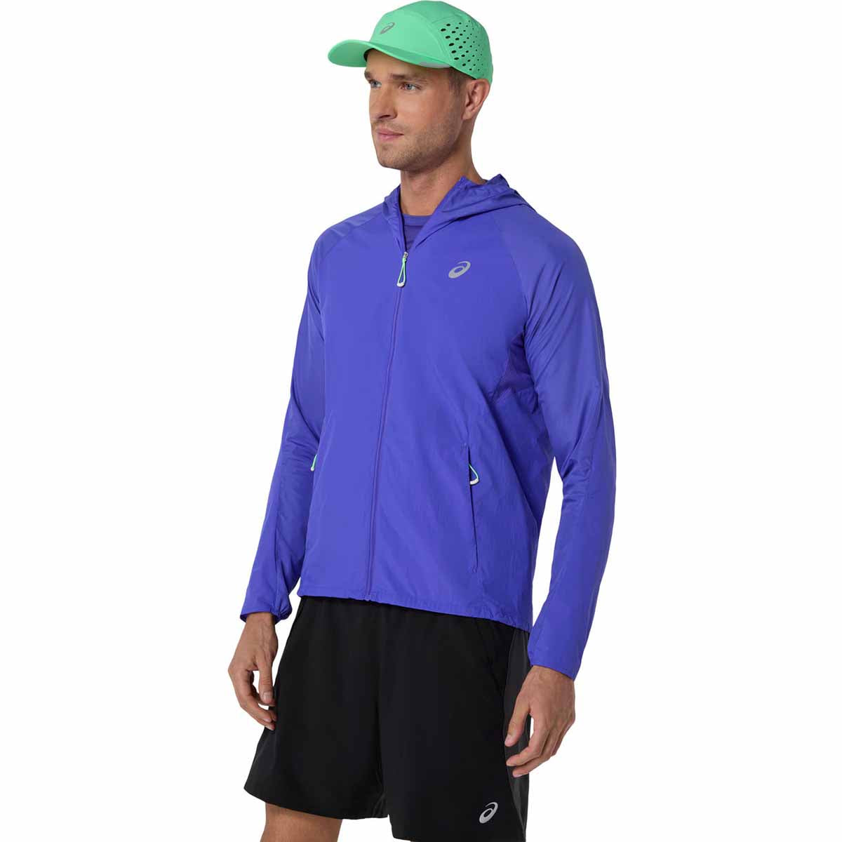 Asics Road Packable Jacket Men Cobalt Burst Illuminate Green ג'קט גברים לריצה