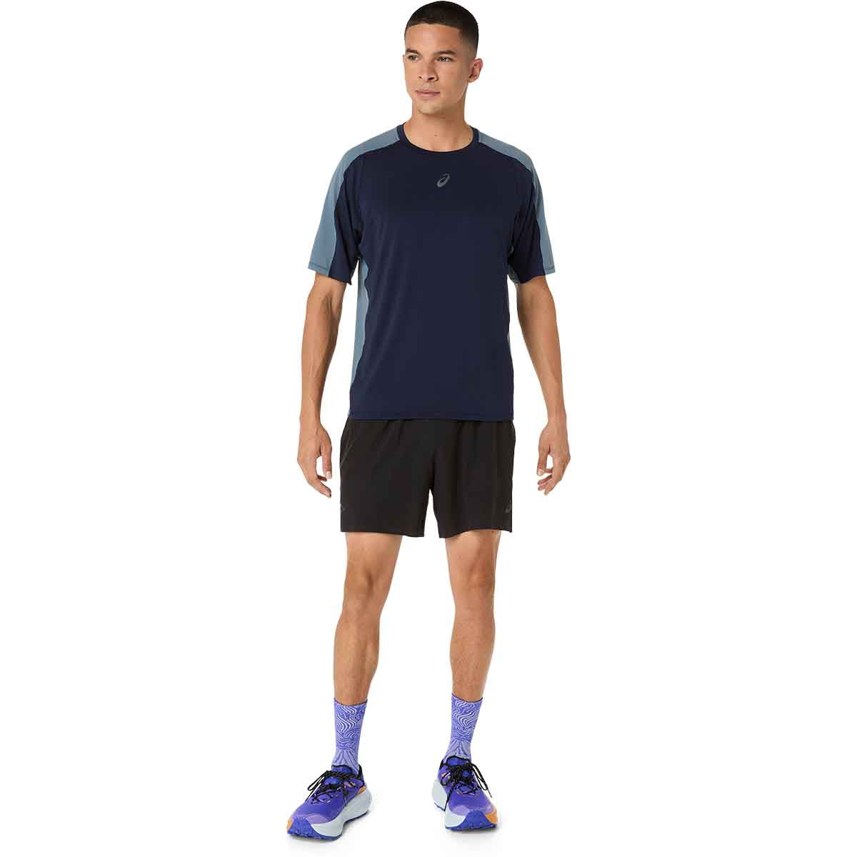 Asics Fujitrail Elite SS Top Men Midnight Ironclad חולצת ריצה לגברים