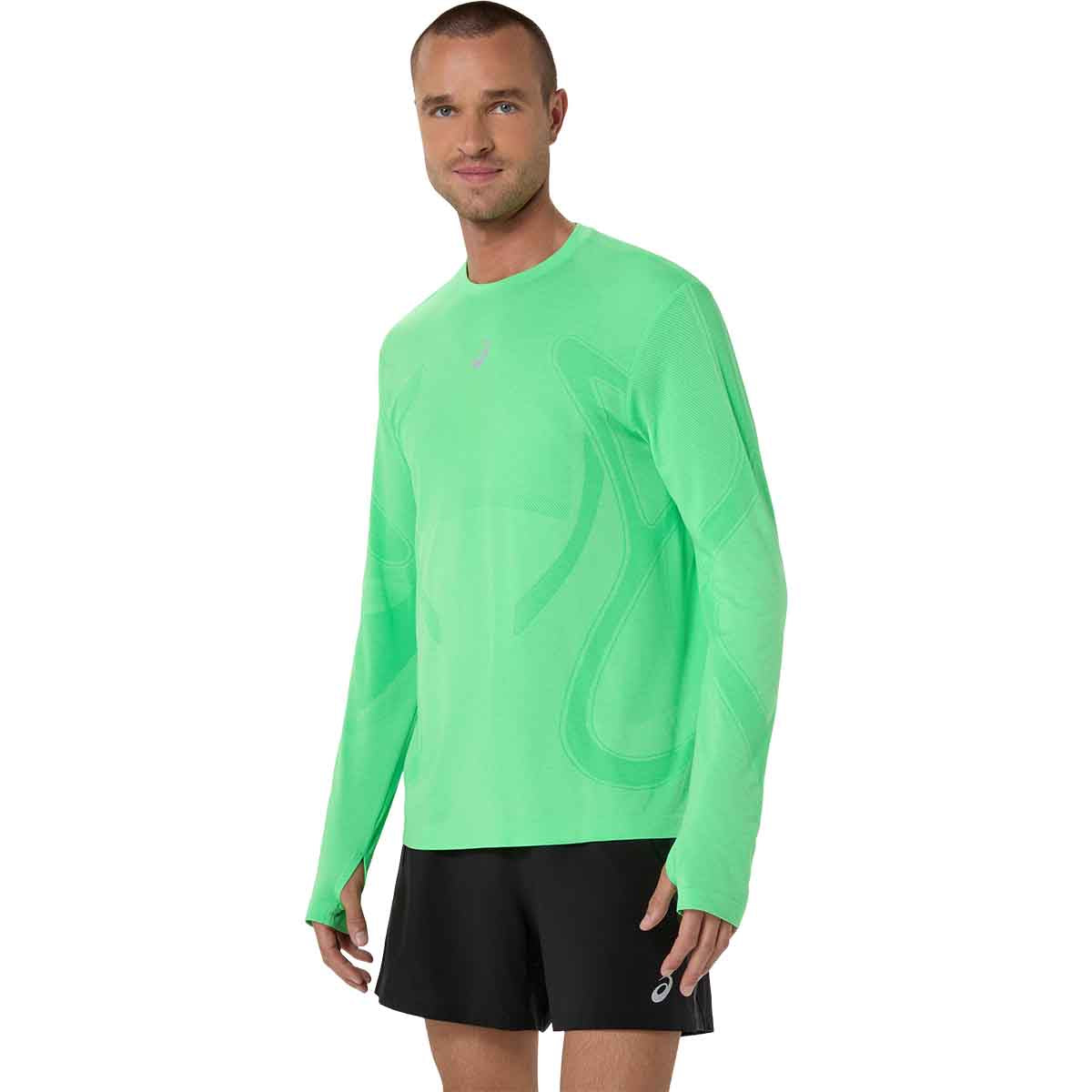Asics Road Seamless LS Top Men Vital Green Illuminate Green חולצת ריצה לגברים