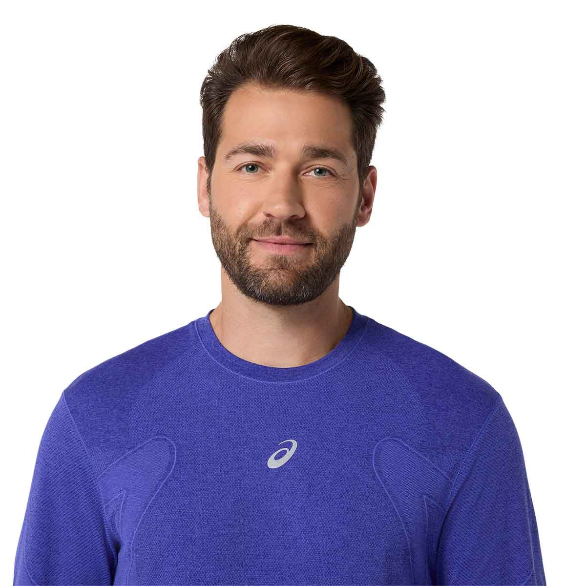 Asics Road Seamless LS Top Men Cobalt Burst Eggplant חולצת ריצה ארוכה לגברים
