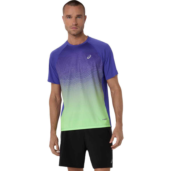 Asics Road Fade SS Top Men Cobalt Burst Illuminate Green חולצת ריצה לגברים