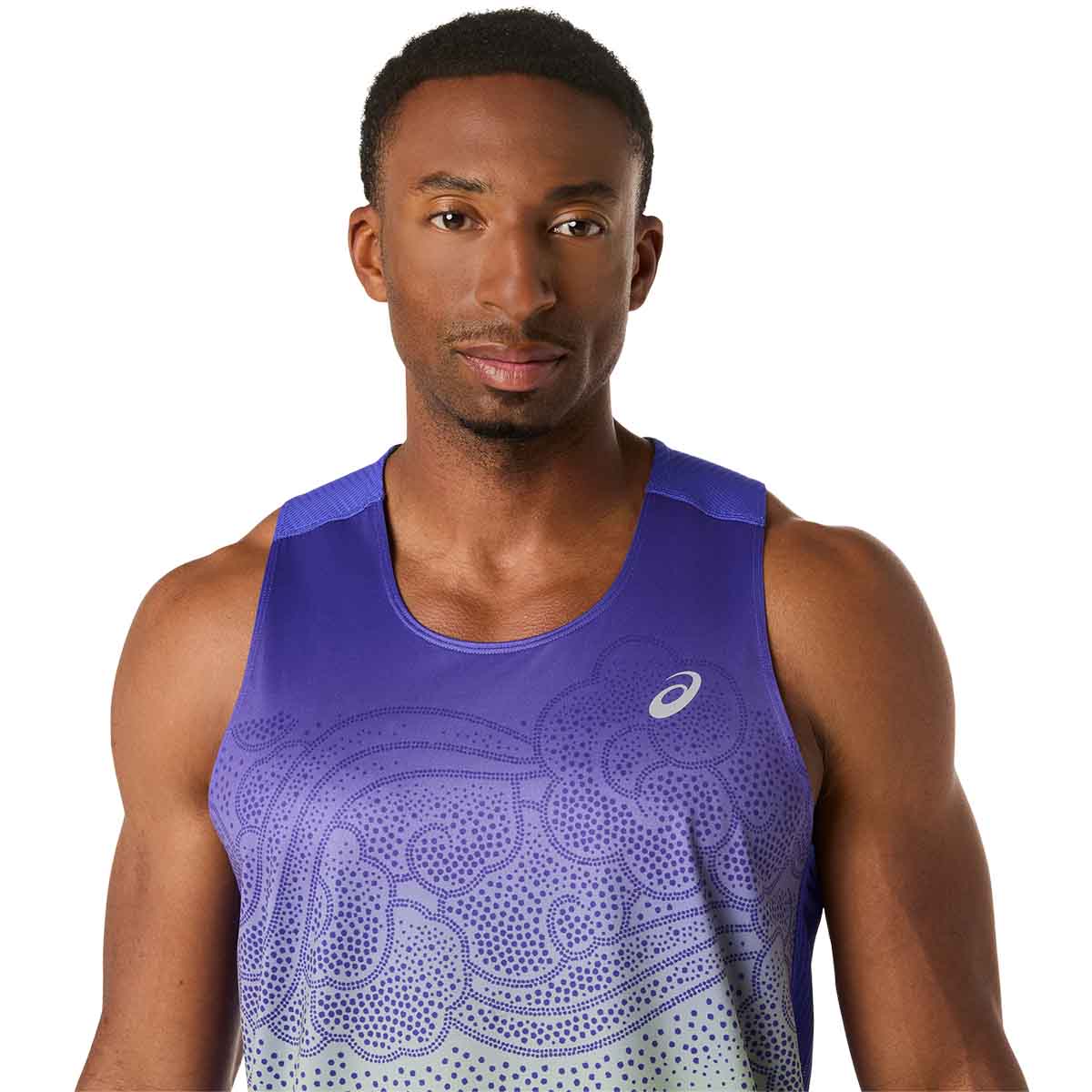 Asics Road Fade Singlet Men Cobalt Burst Illuminate Green גופיית ריצה לגבר אסיקס
