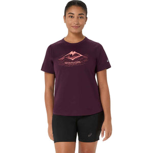 Asics Fujitrail Logo SS Top Women Dark Aubergine חולצת ריצה לנשים