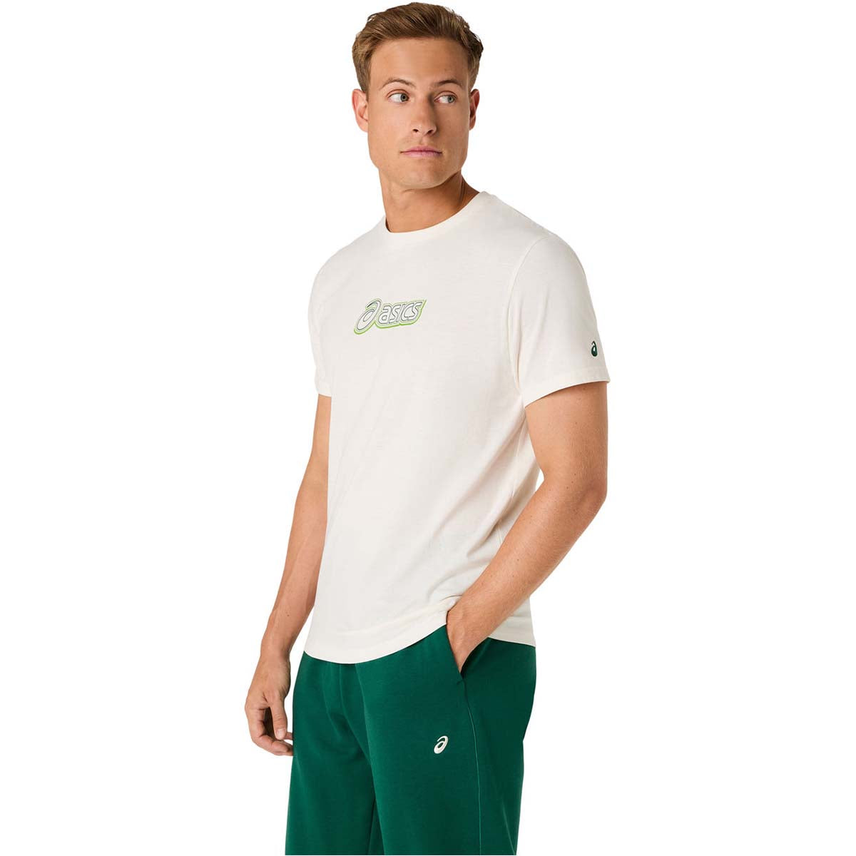 Asics Logo Graphic Tee Men Cream חולצת אסיקס גברים