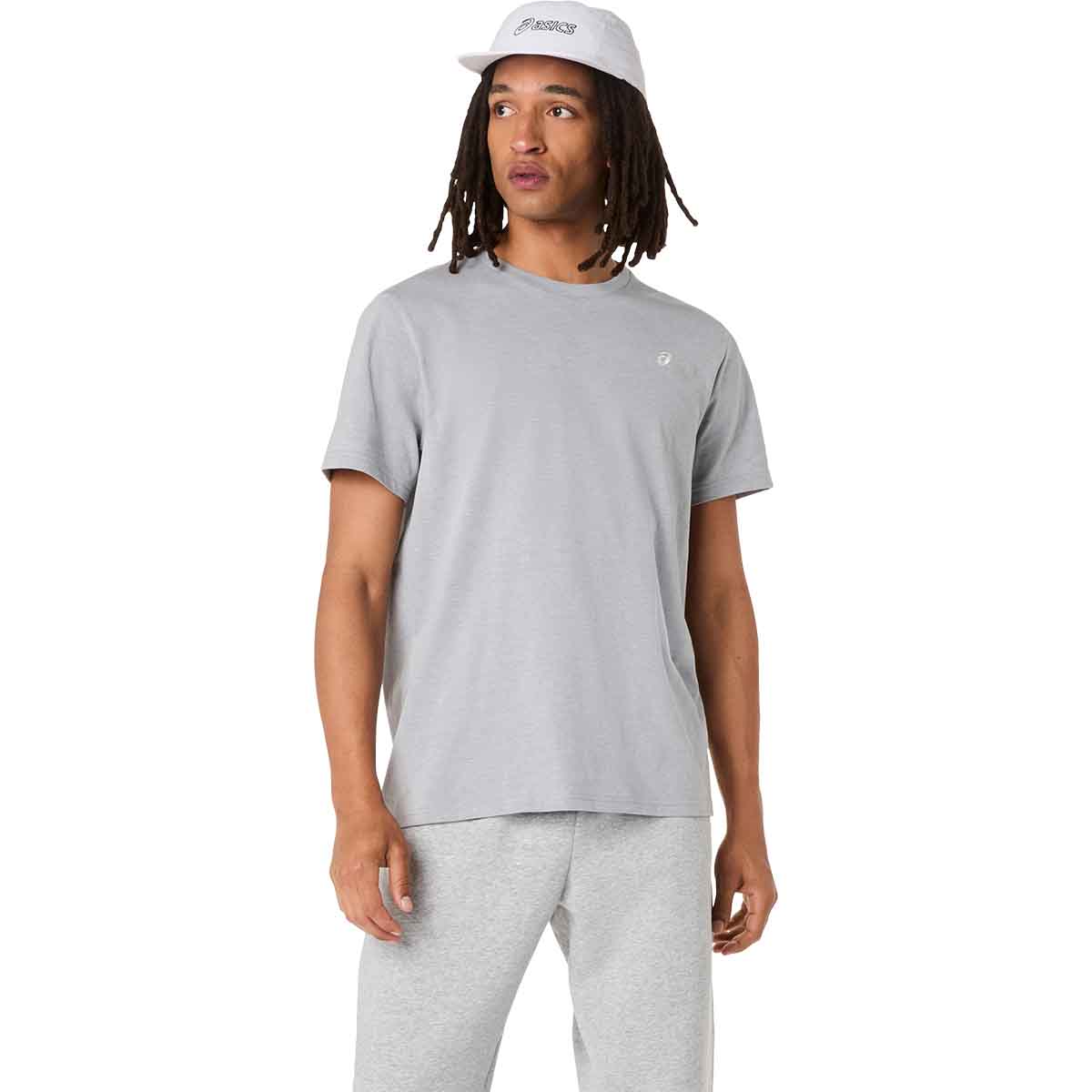 Asics Spiral Embroidery Tee Men Grey Heather חולצת אסיקס לגברים