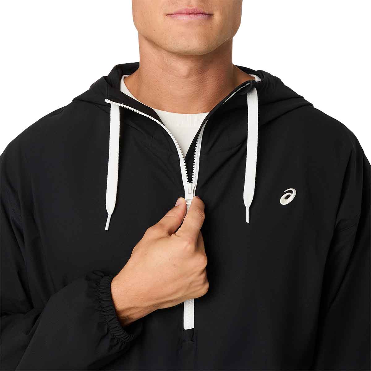 Asics Heritage Double Weave Relaxed Anorak Unisex Performance Black Cream ג'קט אסיקס יוניסקס