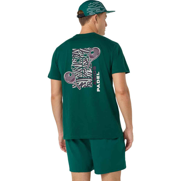 Asics Padel Court Graphic SS Top Men Jewel Green חולצת אסיקס פאדל לגברים