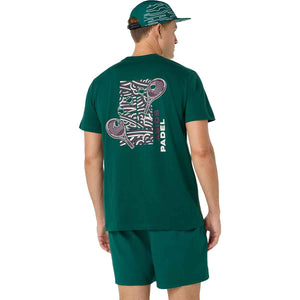 Asics Padel Court Graphic SS Top Men Jewel Green חולצת אסיקס פאדל לגברים