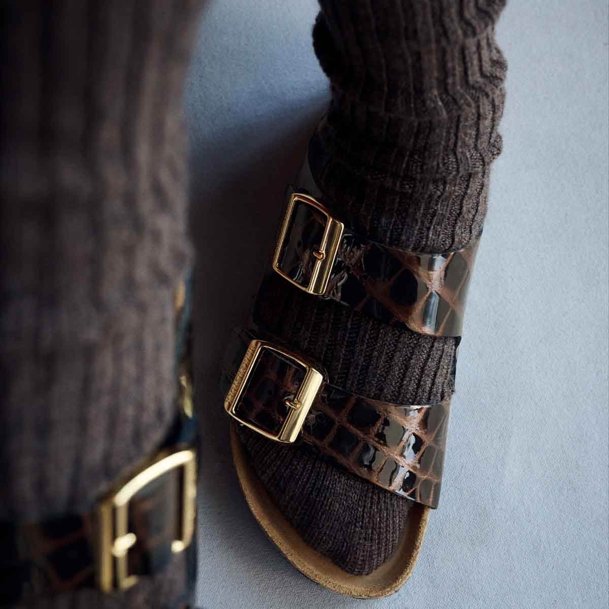 Birkenstock Arizona Emboss Leather Black כפכפי בירקנשטוק אריזונה אמבוס לנשים