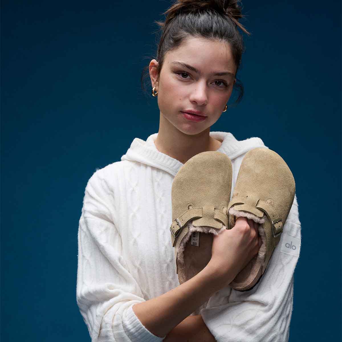 Birkenstock Boston Shearling Taupe כפכפי בירקנשטוק בוסטון פרווה טיופ לנשים