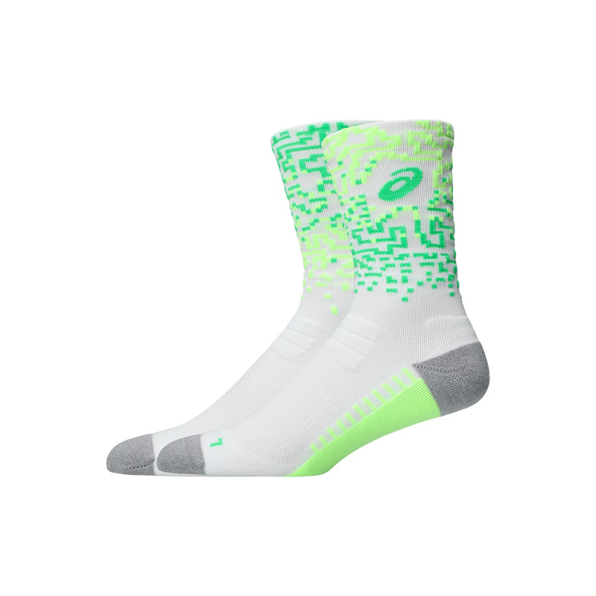 Asics Performance Run Sock Crew Unisex White Green גרבי ריצה ארוכות