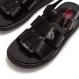 Fit Flop X Keith Haring Gen-FF Fisherman Sandals Black סנדלי פיטפלופ לנשים